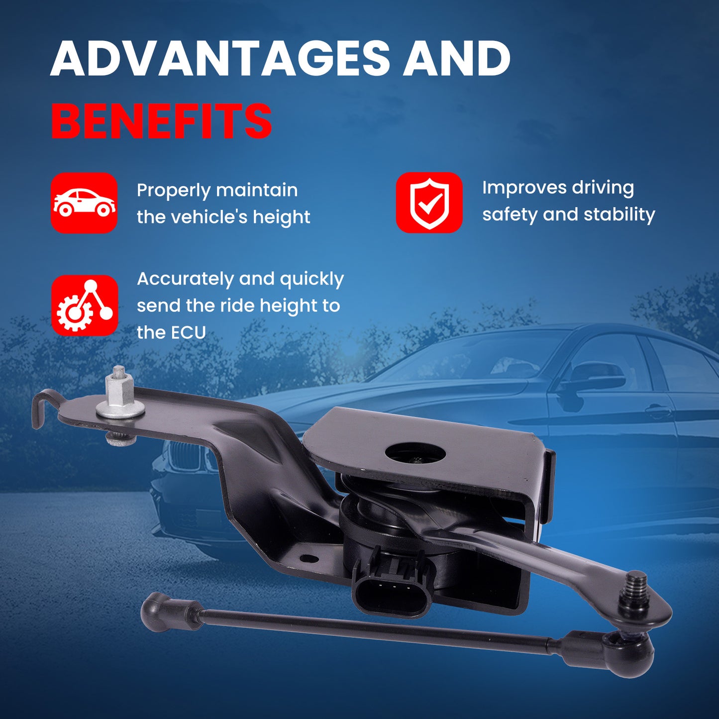 MOCA RH5231 Front Right Ride Leveling Height Sensor Fit for 2015-2018 Chevrolet Silverado 1500 4.3L 5.3L 6.2L & 2015-2018 GMC Sierra 1500 4.3L 5.3L 6.2L