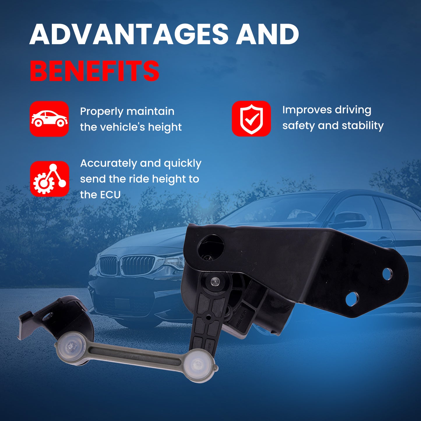 MOCA V10-72-0070 Rear Left Ride Leveling Height Sensor Fit for 2003-2013 Bentley Continental & 2004-2010 Audi A8 Quattro & 2004-2006 Volkswagen Phaeton