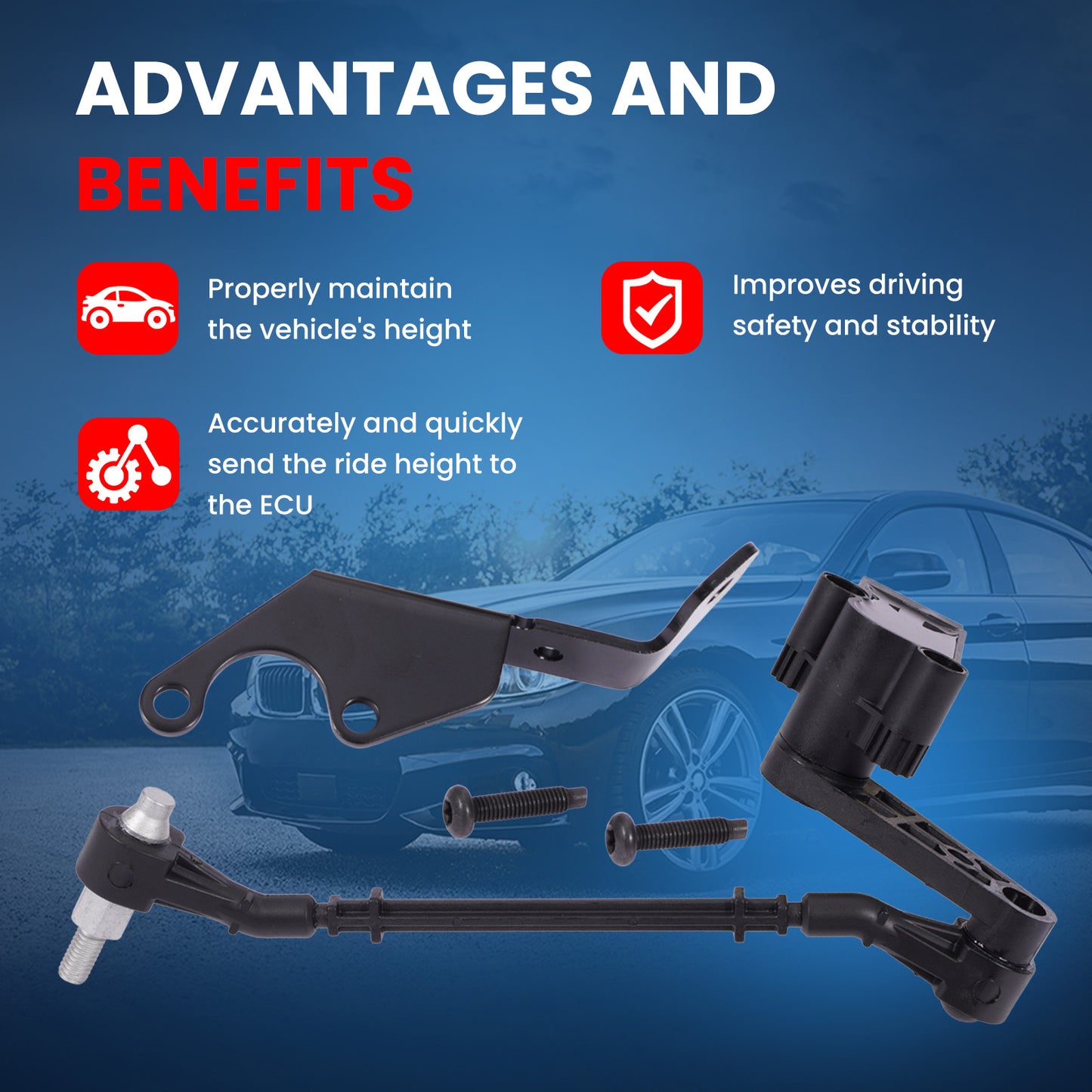 MOCA RH5060 Front Right Ride Leveling Height Sensor Fit for 2003-2009 Land Rover Range Rover 4.2L 4.4L