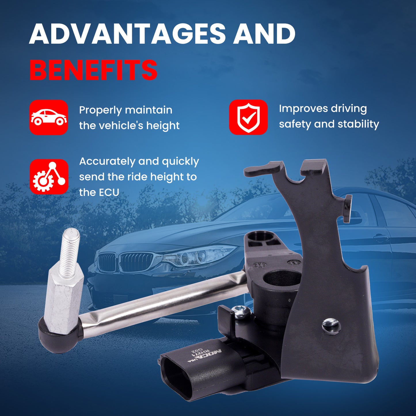 MOCA RH4271 Front Right Ride Leveling Height Sensor Fit for 2018-2024 Audi Q5 2.0L & 2018-2024 Audi SQ5 3.0L & 2019-2024 Audi A6 Quattro 2.0L 3.0L