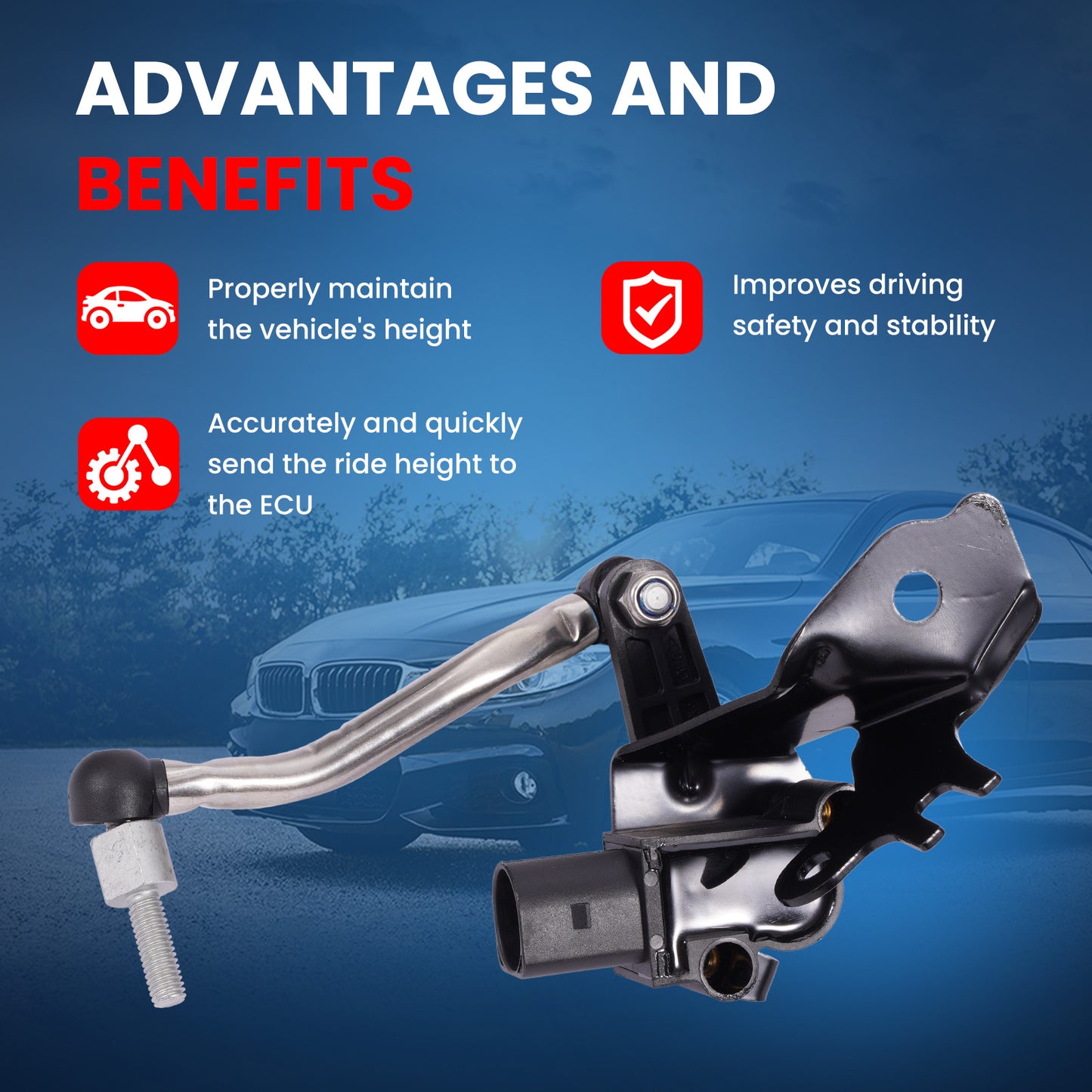 MOCA V10-72-0150 Front Left Ride Leveling Height Sensor Fit for 2010-2017 Audi A5 Quattro 2.0L & 2010-2017 Audi S5 3.0L & 2009-2016 Audi A4 A4 Quattro 2.0L