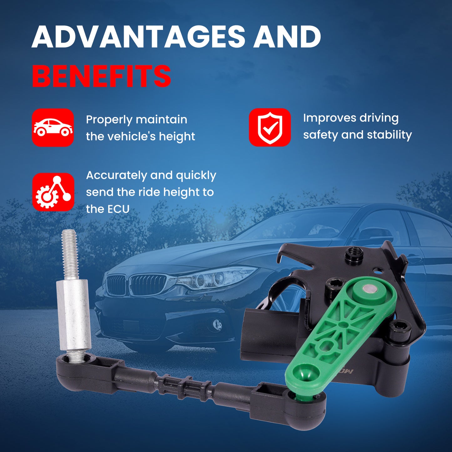 MOCA V10-72-0057 Front Left Ride Leveling Height Sensor Fit for 2011-2018 Audi A8 Quattro & 2012-2018 Audi A7 Quattro & 2012-2018 Audi A6