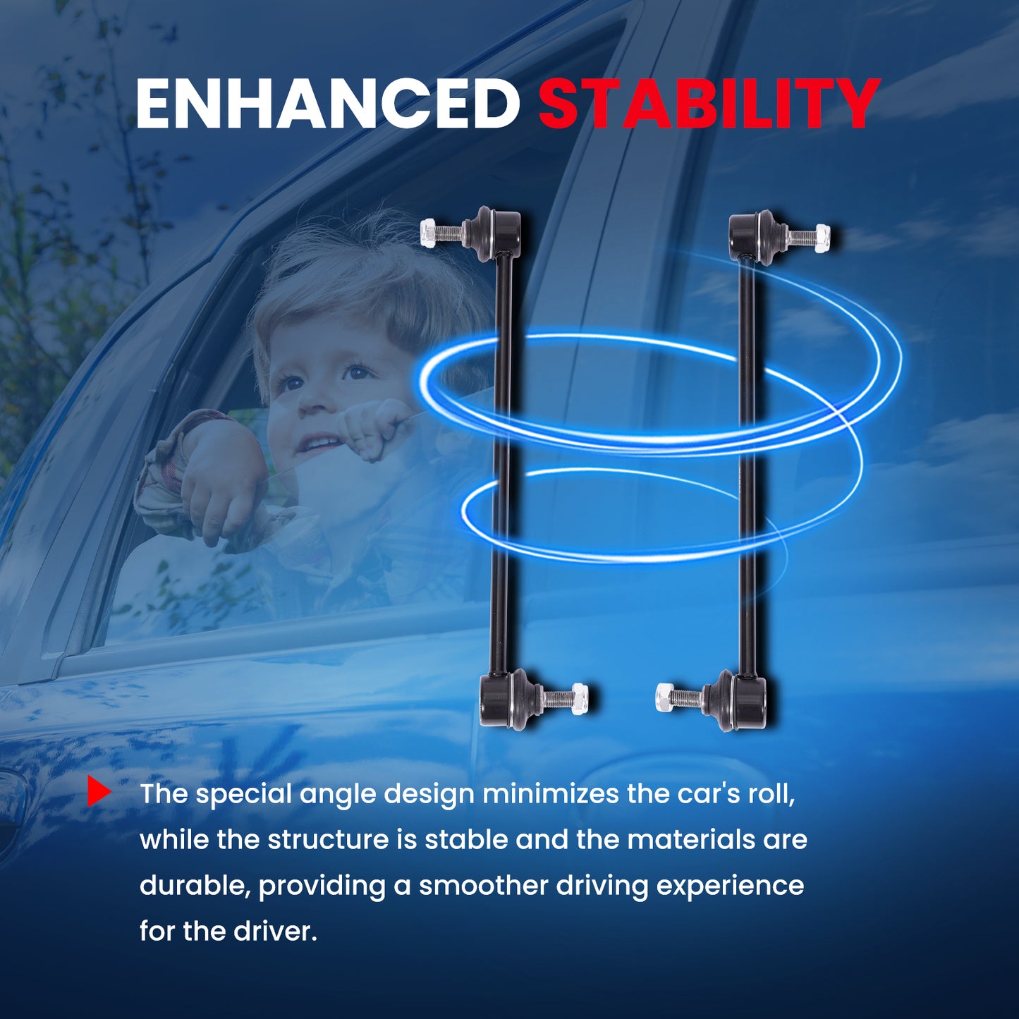 MOCA 2Pcs Front Stabilizer Sway Bar End Link Kit Fit for 2012-2014 Ford Focus L4 2.0L & 2010-2013 Mazda 3 Sport L4 2.0L & 08-14 Volvo XC70 L6 3.2L