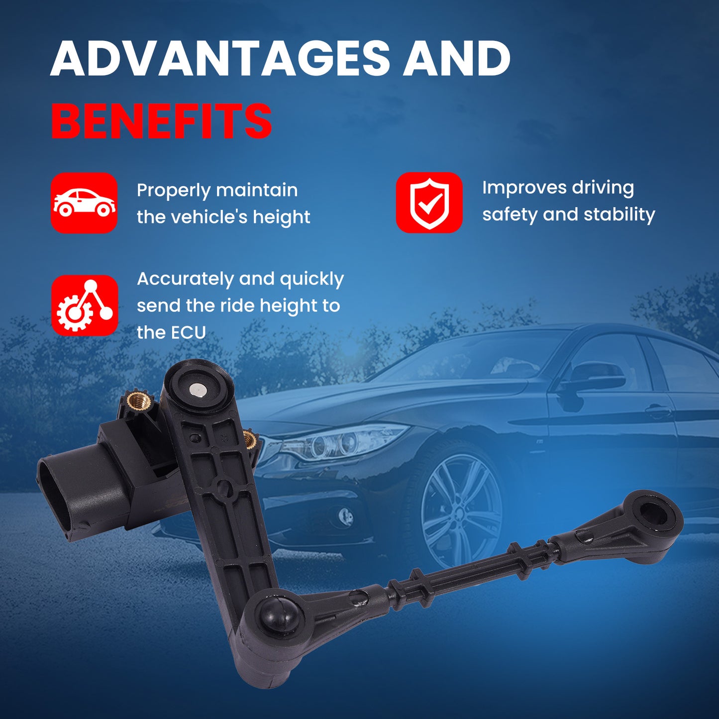 MOCA 927-008 Rear Ride Leveling Height Sensor Fit for 2015-2018 Land Rover Discovery Sport & 2010-2016 Land Rover LR4 & 2010-2016 Land Rover Range Rover Sport