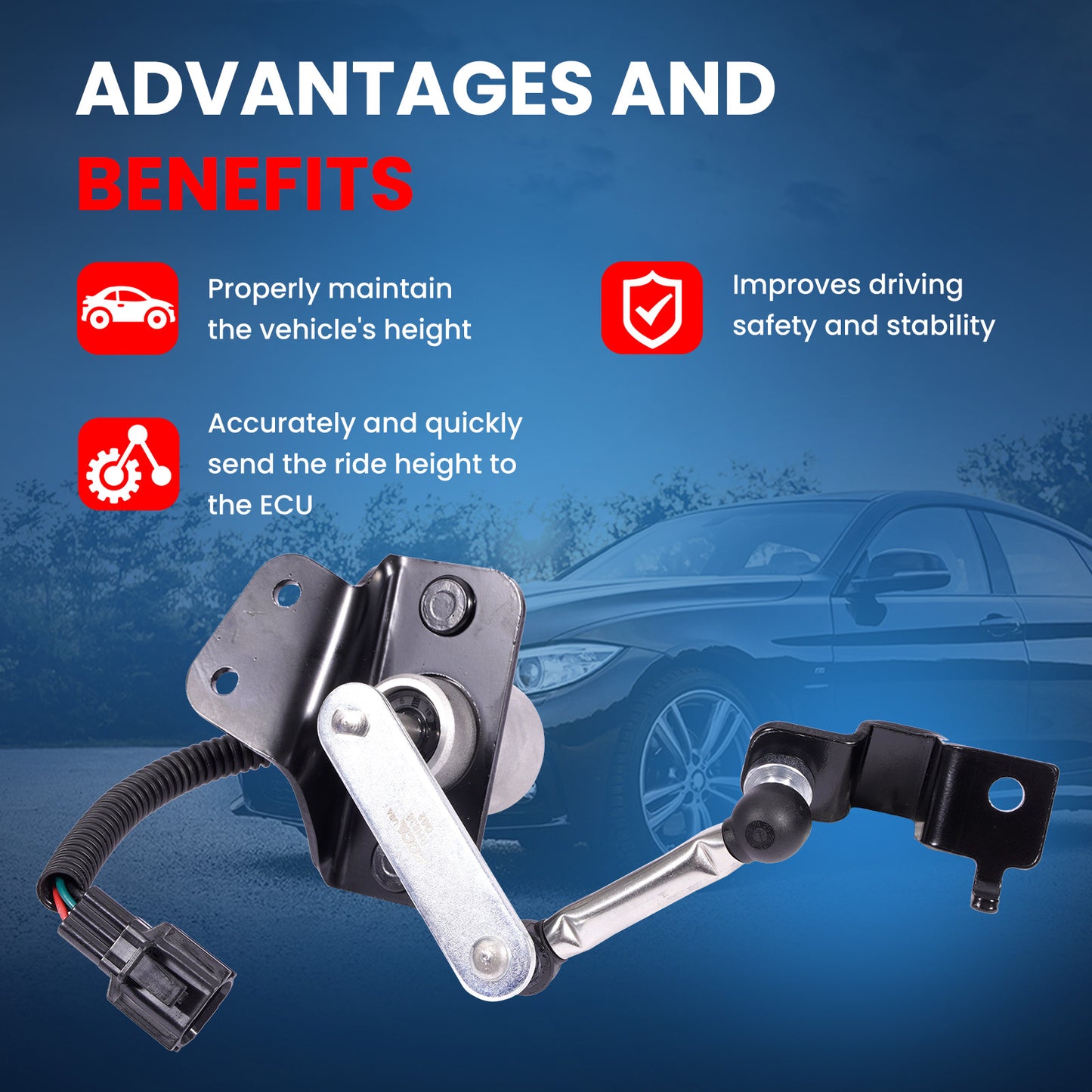 MOCA 53820-1LA2A Rear Ride Leveling Height Sensor Fit for 2014-2024 INFINITI QX80 5.6L, 2011-2013 INFINITI QX56 5.6L, 2017-2023 Nissan Armada 5.6L