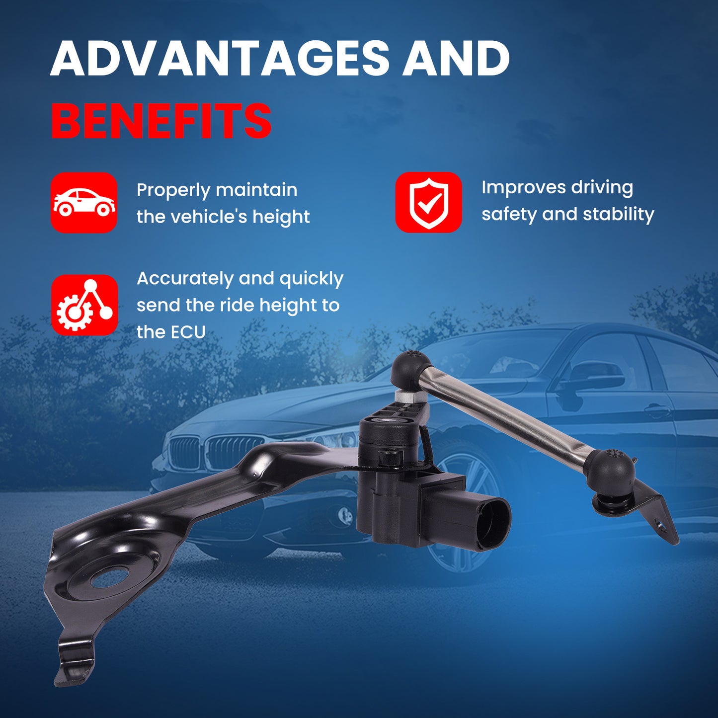 MOCA V10-72-0062 Rear Left Ride Leveling Height Sensor Fit for 2008-2017 Audi A5 Quattro 2.0L & 2008-2017 Audi S5 3.0L & 2009-2015 Audi A4 A4 Quattro 2.0L