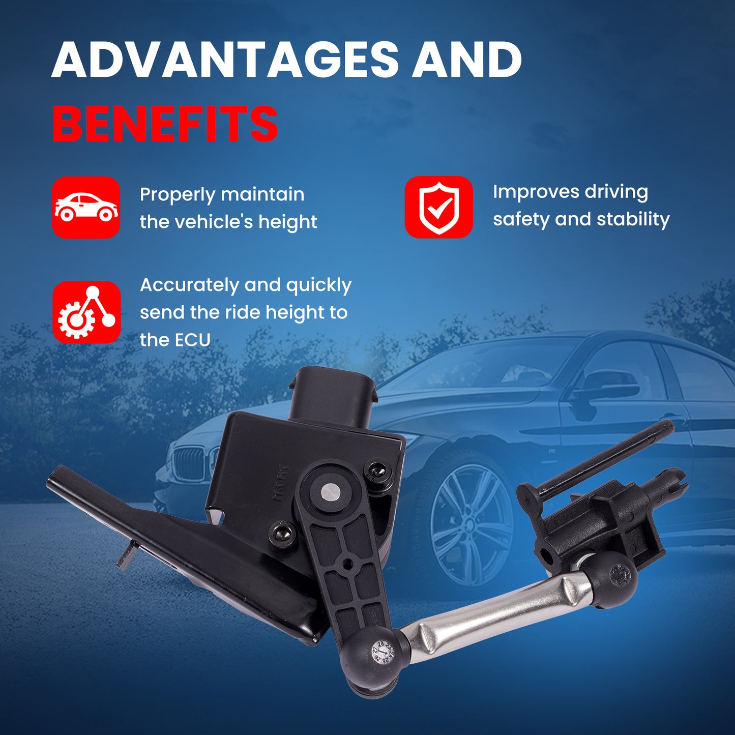 MOCA 97034302203 Front Right Ride Leveling Height Sensor Fit for 2010-2016 Porsche Panamera