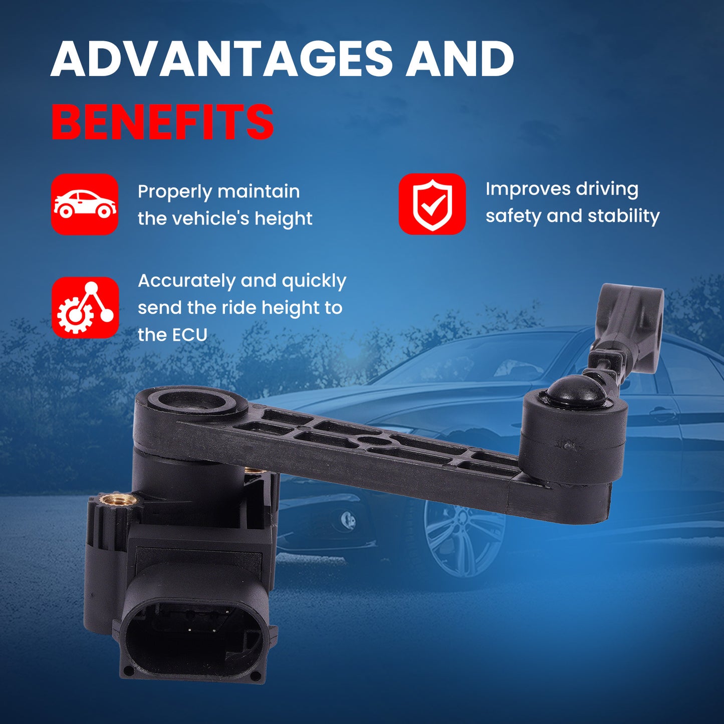 MOCA RH5058 Front Left Ride Leveling Height Sensor Fit for 2006-2009 Land Rover Range Rover Sport 4.2L 4.4L