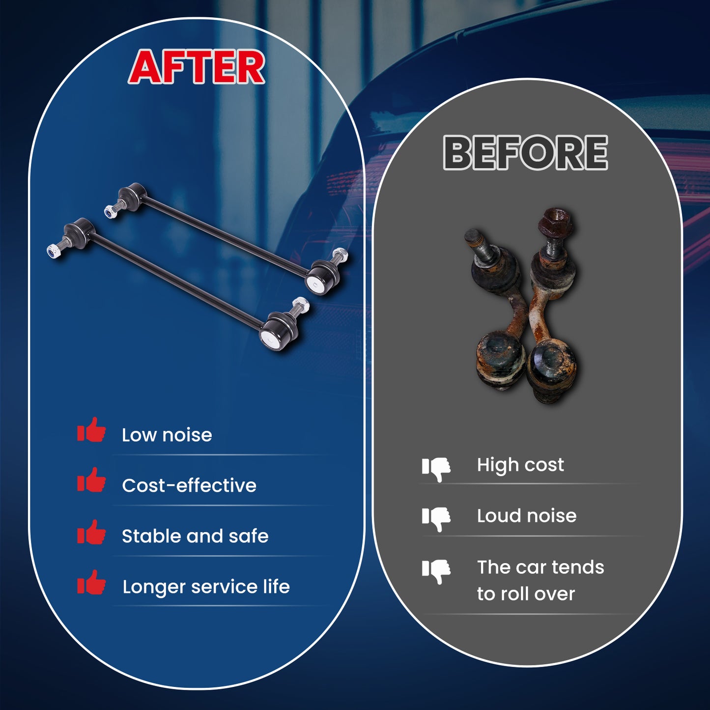 MOCA 2Pcs Front Stabilizer Sway Bar End Link Kit Fit for 2012-2014 Ford Focus L4 2.0L & 2010-2013 Mazda 3 Sport L4 2.0L & 08-14 Volvo XC70 L6 3.2L