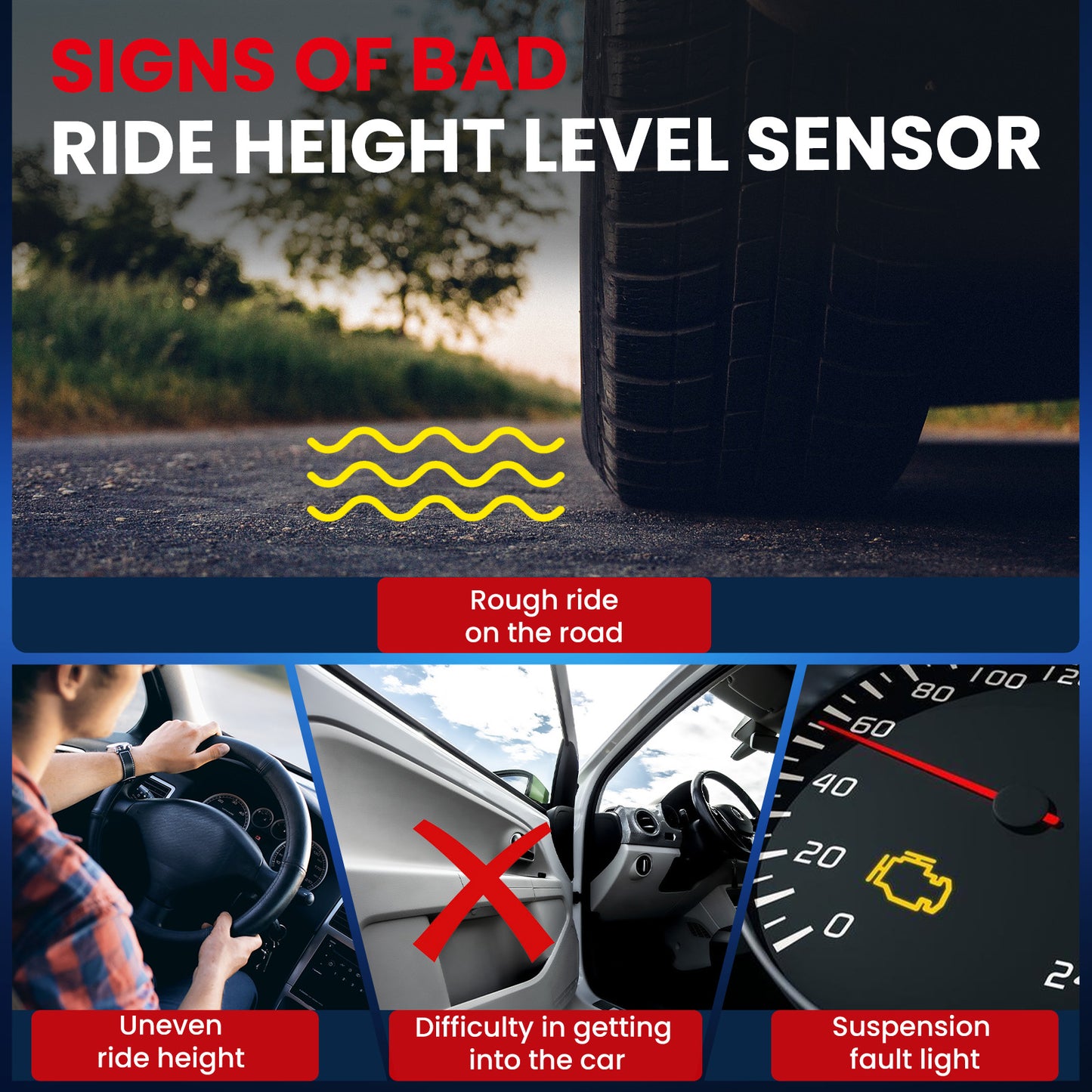 MOCA RH5231 Front Right Ride Leveling Height Sensor Fit for 2015-2018 Chevrolet Silverado 1500 4.3L 5.3L 6.2L & 2015-2018 GMC Sierra 1500 4.3L 5.3L 6.2L