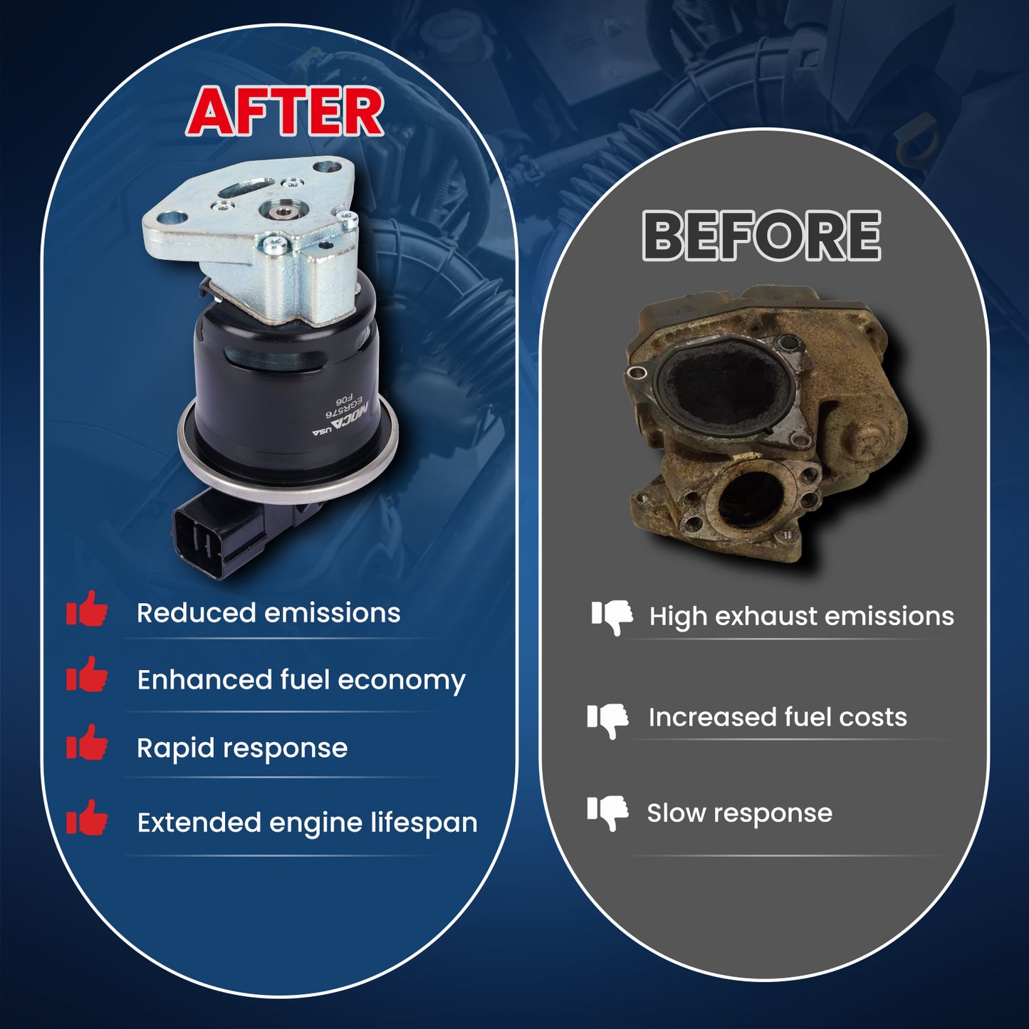 Válvula EGR MOCA EGV576 compatible con Acura EL L4 1.7L 2001-2005 y Honda Civic L4 1.7L 2001-2005