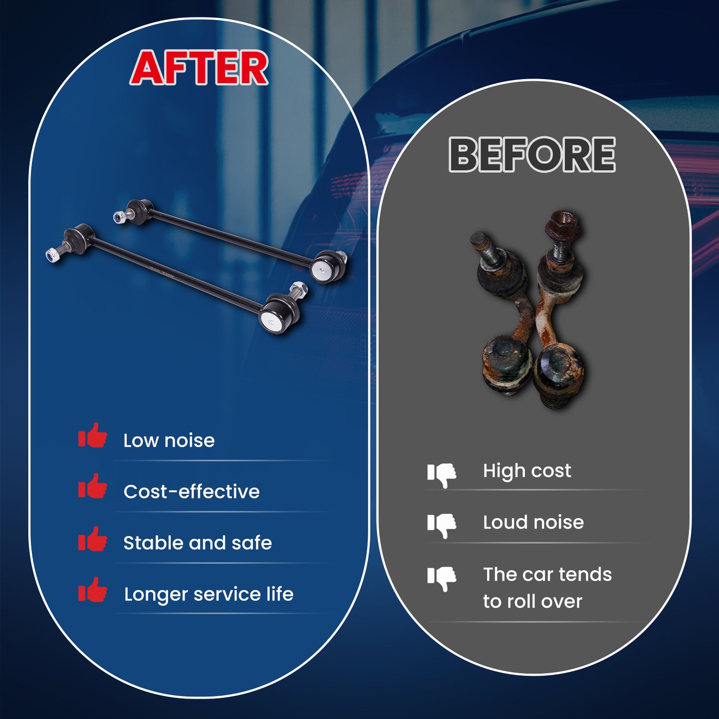 Kit de 2 barras estabilizadoras delanteras MOCA para Ford Escape L4 2.3L (2005-2008) y Mazda 6 L4 2.5L (2014-2019) y Mercury Mariner L4 3.0L (2005-2011)