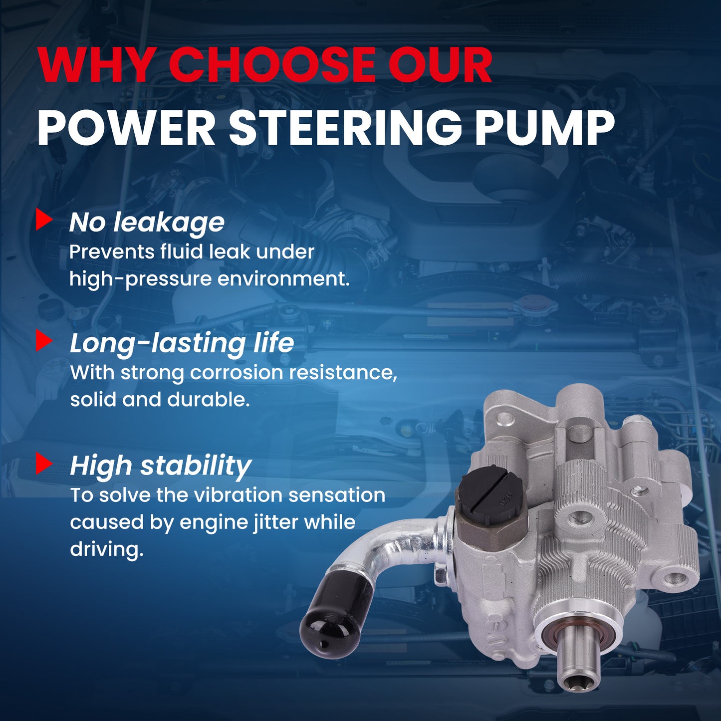 MOCA Power Steering Pump Fit for 2006-2010 Jeep Commander 5.7L & 2005-2010 Jeep Grand Cherokee 5.7L