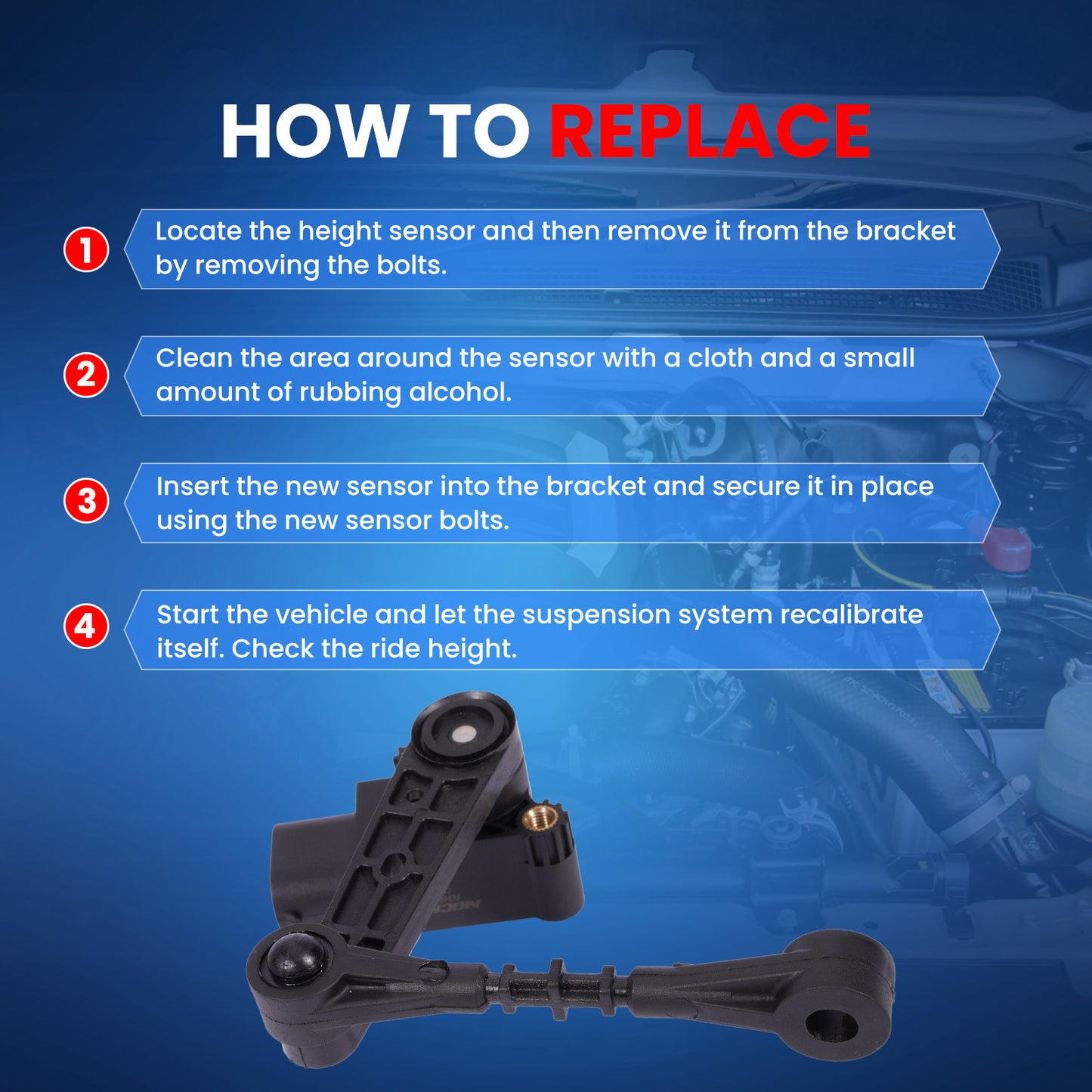 MOCA RH5058 Front Left Ride Leveling Height Sensor Fit for 2006-2009 Land Rover Range Rover Sport 4.2L 4.4L