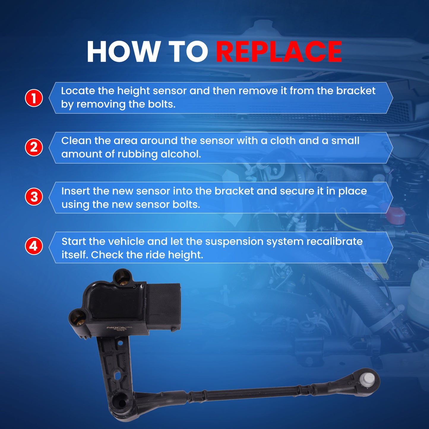 MOCA RH5060 Front Right Ride Leveling Height Sensor Fit for 2003-2009 Land Rover Range Rover 4.2L 4.4L