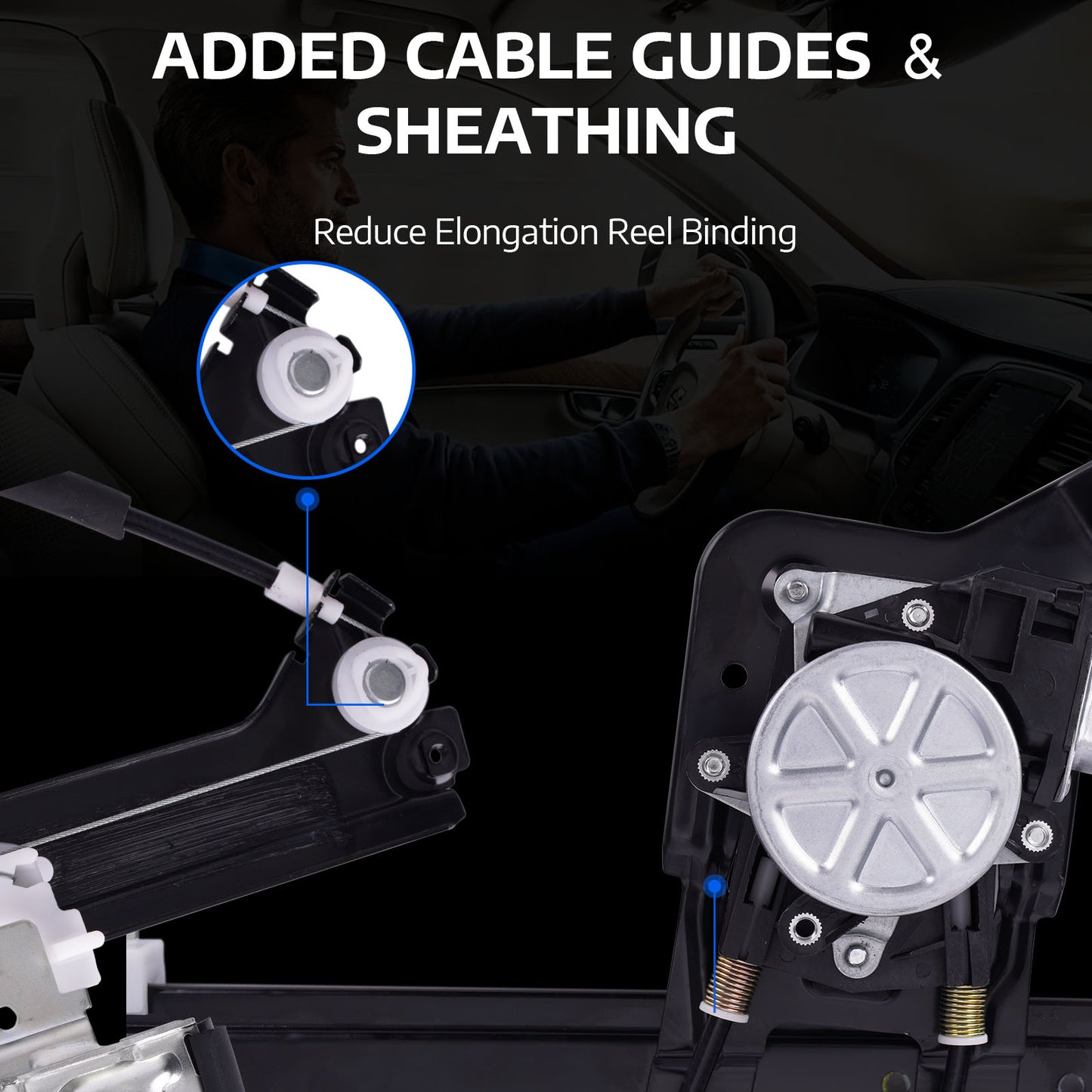 Regulador de ventana eléctrica trasera derecha MOCA con motor compatible con Cadillac Escalade ESV 2003-2006 y Chevrolet Avalanche 1500 2500 2002-2006 y GMC Yukon XL 1500 2500 2000-2006