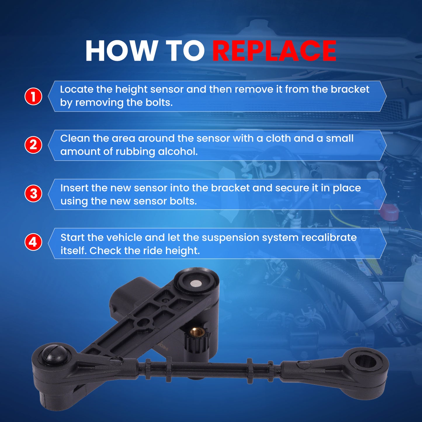 MOCA 927-008 Rear Ride Leveling Height Sensor Fit for 2015-2018 Land Rover Discovery Sport & 2010-2016 Land Rover LR4 & 2010-2016 Land Rover Range Rover Sport