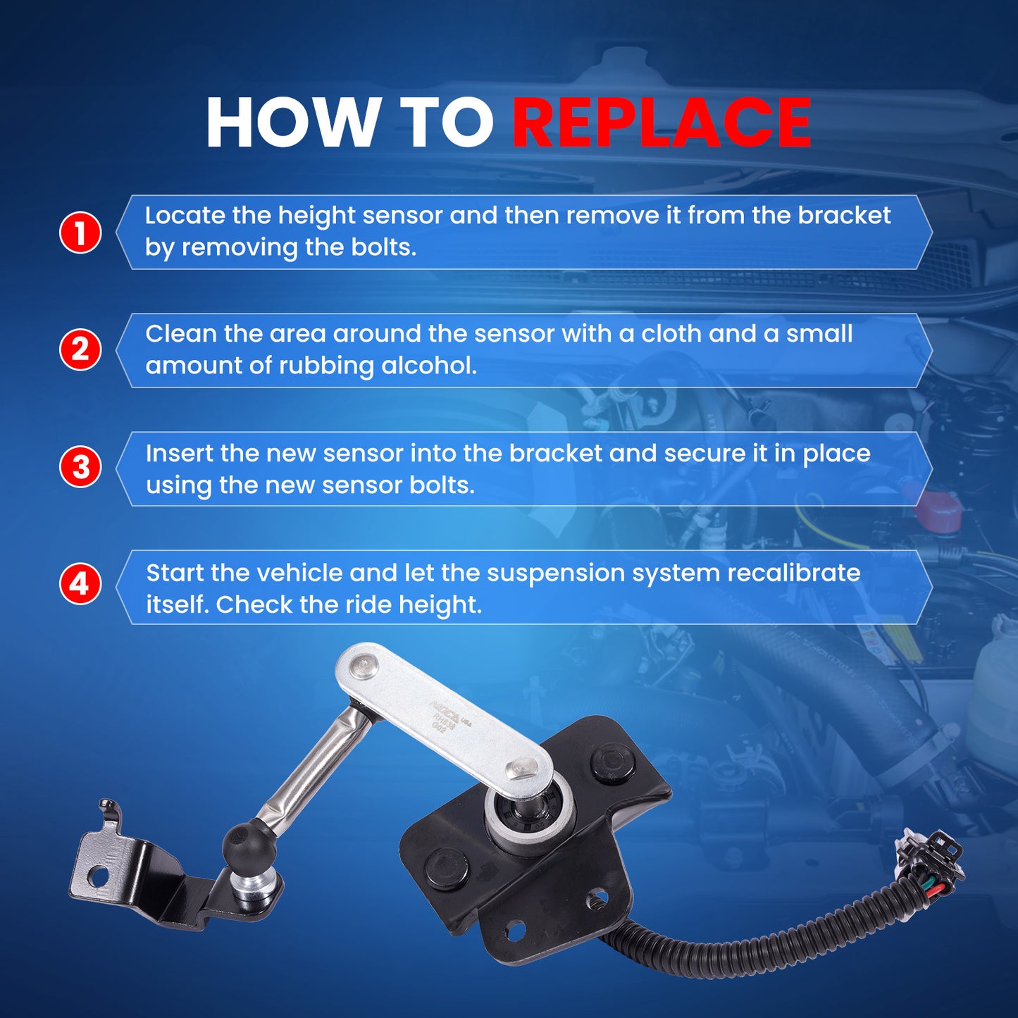 MOCA 53820-1LA2A Rear Ride Leveling Height Sensor Fit for 2014-2024 INFINITI QX80 5.6L, 2011-2013 INFINITI QX56 5.6L, 2017-2023 Nissan Armada 5.6L