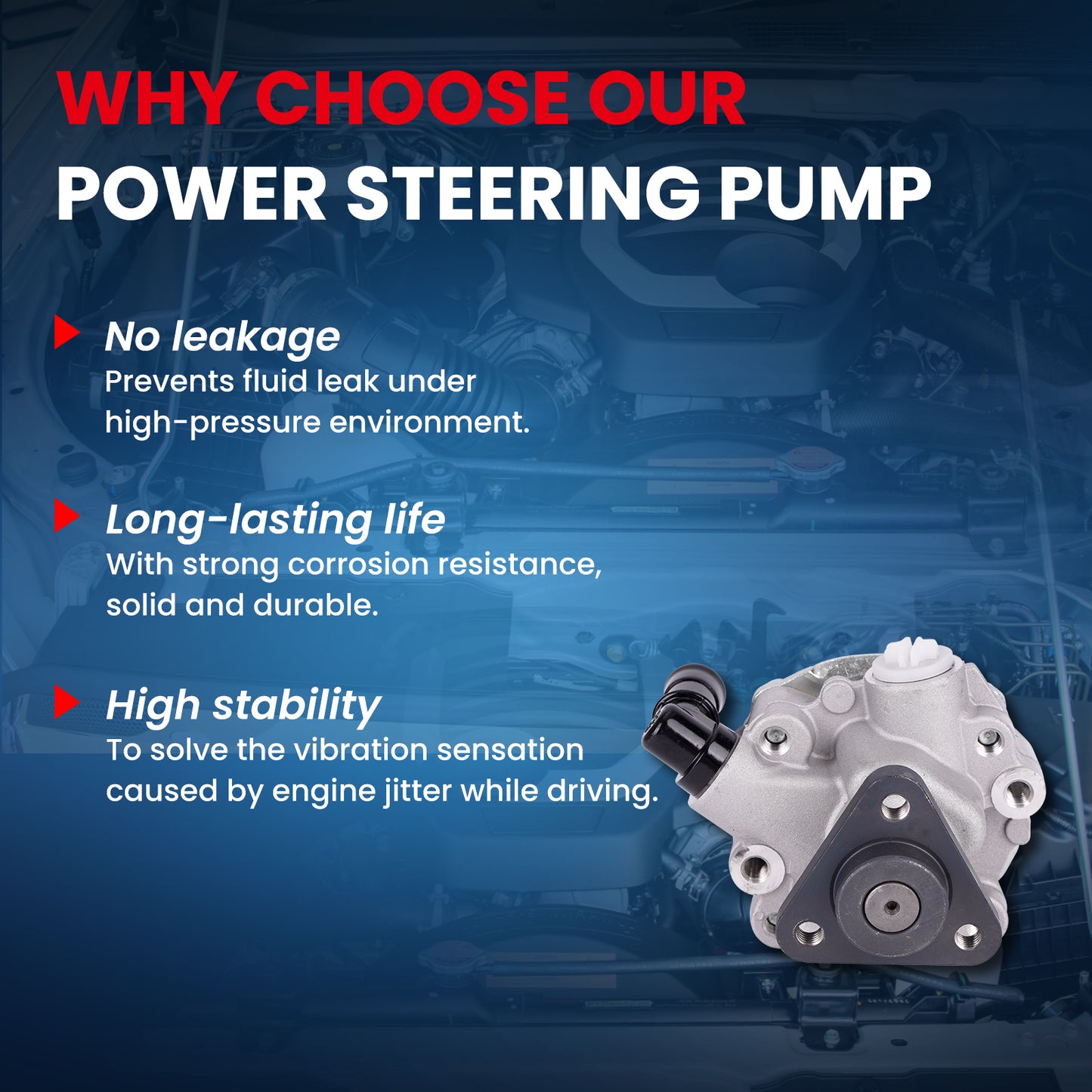 MOCA Power Steering Pump Fit for 2001-2005 BMW 320i 2.2L & 2001-2006 BMW 325Ci 2.5L