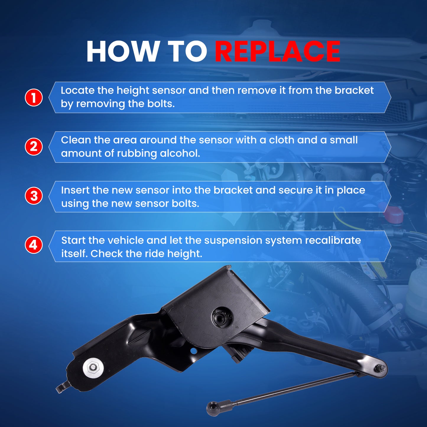 MOCA RH5231 Front Right Ride Leveling Height Sensor Fit for 2015-2018 Chevrolet Silverado 1500 4.3L 5.3L 6.2L & 2015-2018 GMC Sierra 1500 4.3L 5.3L 6.2L