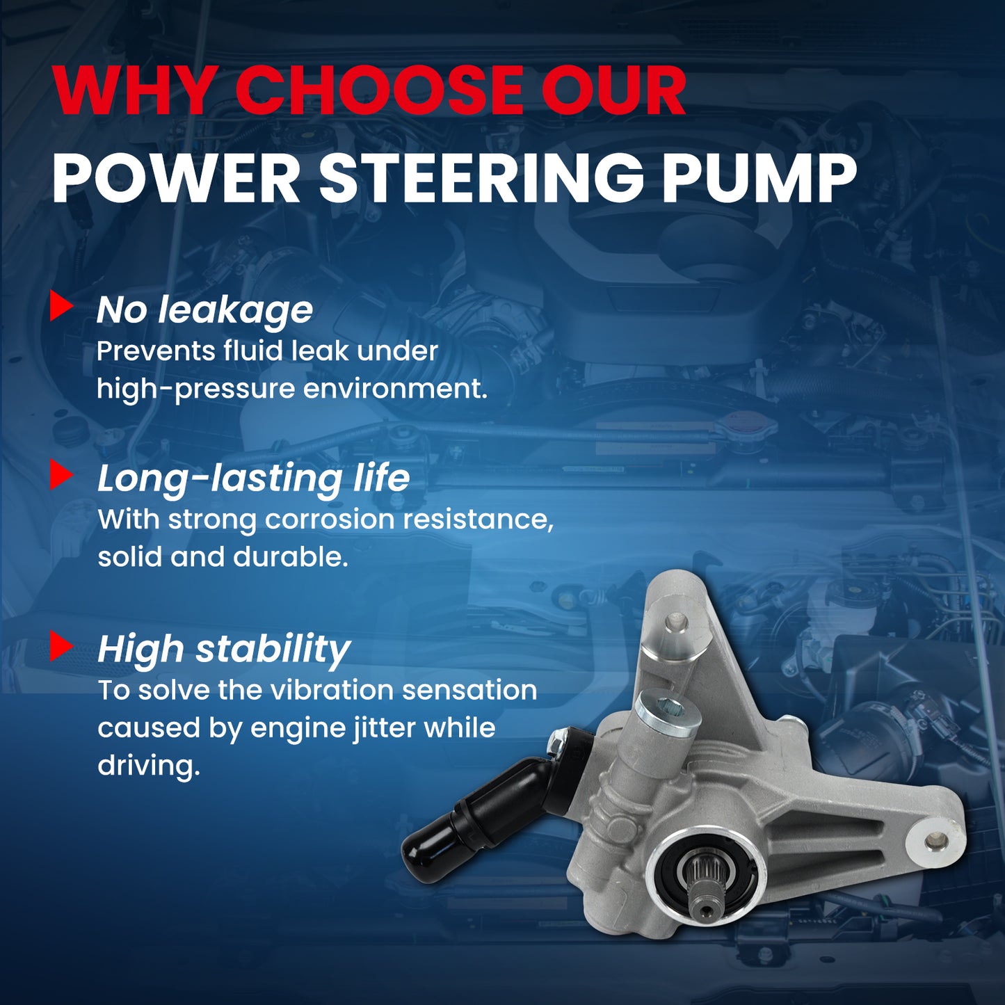 MOCA Power Steering Pump Fit for 2003-2006 Acura MDX 3.5L