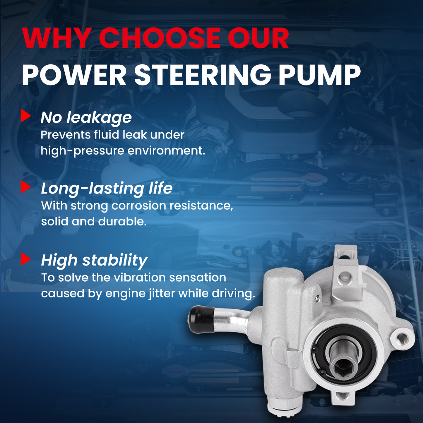 MOCA Power Steering Pump Fit for 1997-2004 Chevrolet Corvette 5.7L & 2008-2013 Chevrolet Corvette 6.2L & 2006-2013 Chevrolet Corvette 7.0L
