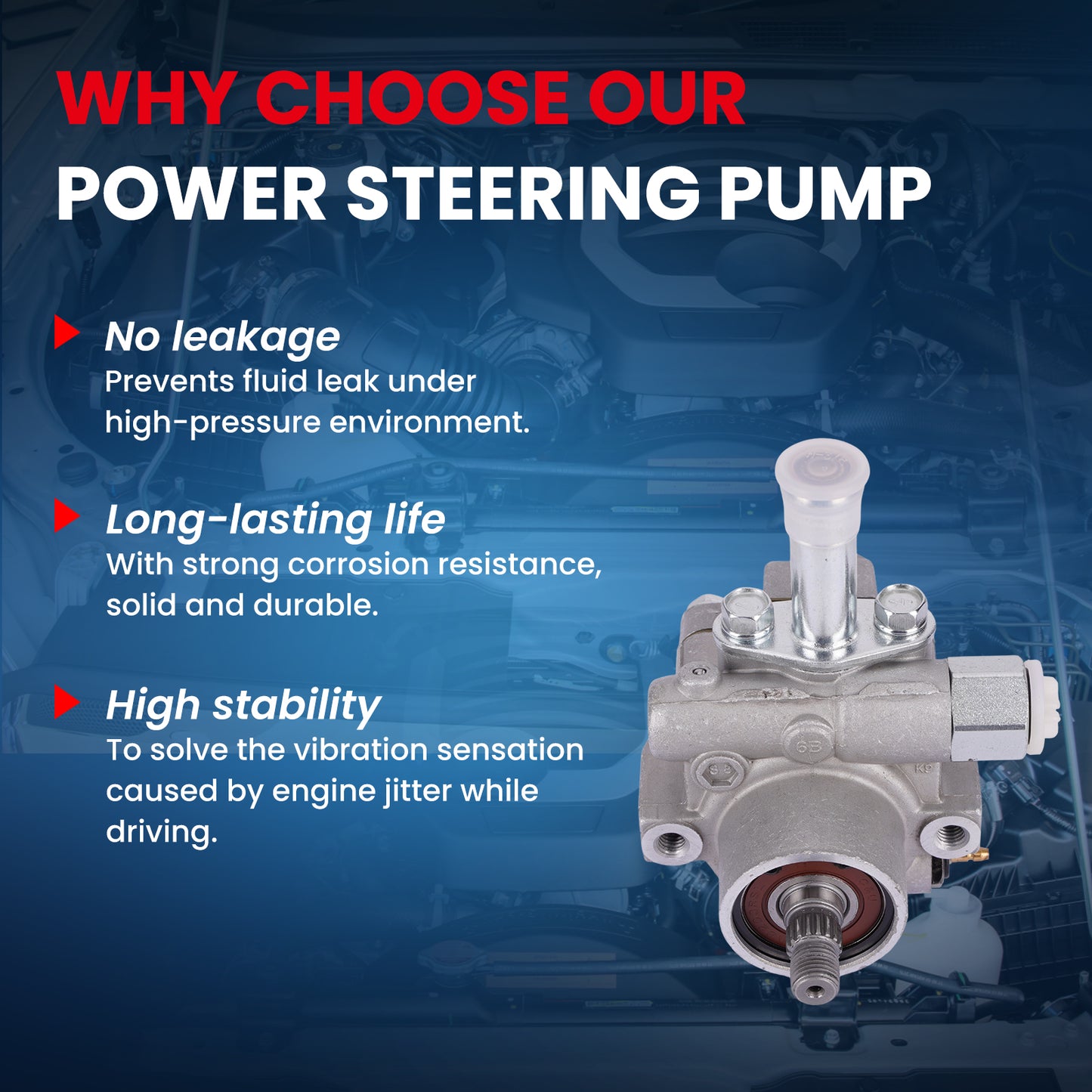 MOCA Power Steering Pump Fit for 1998-2004 Nissan Frontier L4 2.4L & 2005-2007 Nissan Pickup L4 2.4L & 2000-2004 Nissan Xterra L4 2.4L