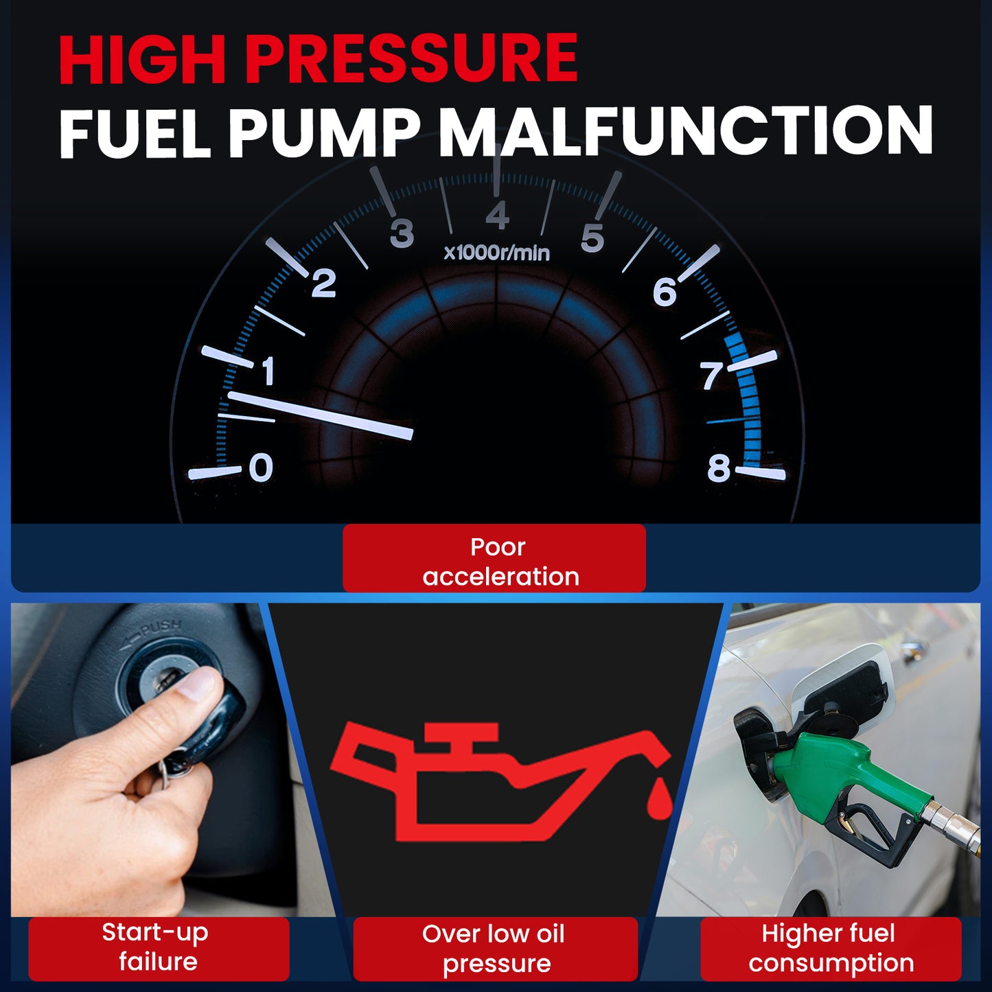 MOCA High Pressure Fuel Pump Fit for 2013-2016 Ford Escape 2.0L & 2013-2017 Ford Taurus 2.0L & 2013-2016 Lincoln MKT MKZ 2.0L
