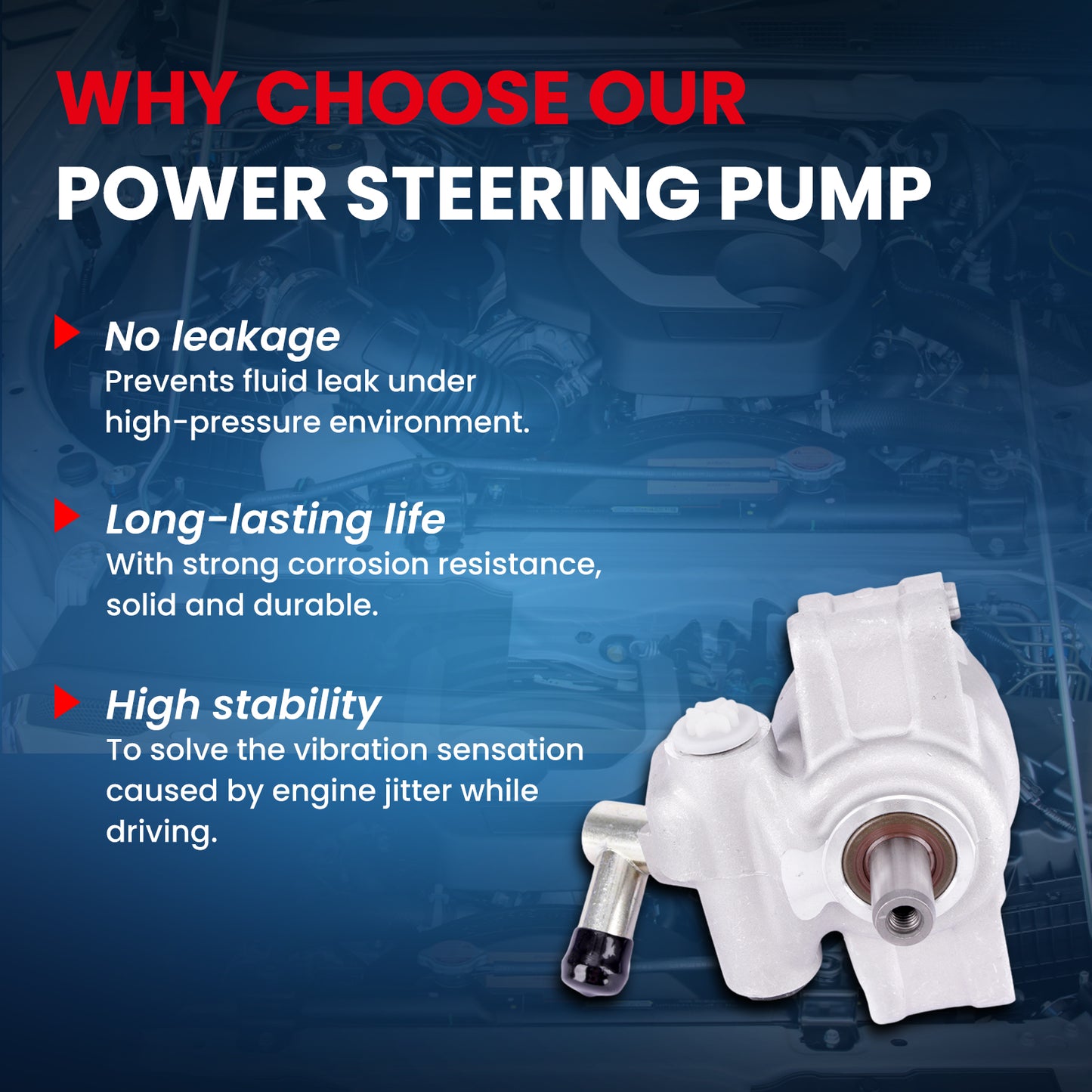MOCA Power Steering Pump Fit for 2002-2006 Ford E-150 & 1999-2006 Ford Econoline & 1999-2007 Ford F-350