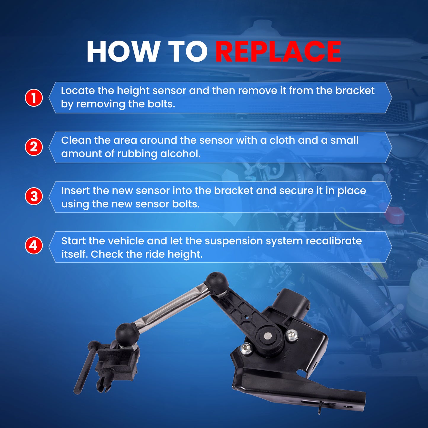 MOCA 97034302103 Front Left Ride Leveling Height Sensor Fit for 2010-2016 Porsche Panamera