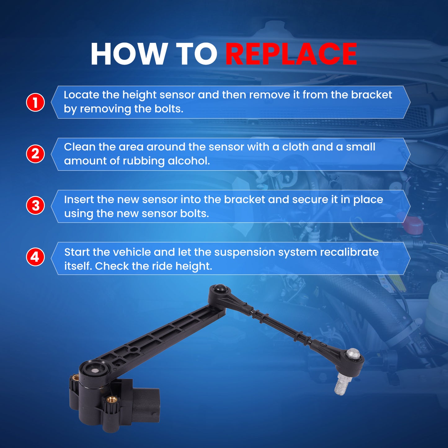 MOCA V48-72-0092 3-Pin Rear Ride Leveling Height Sensor Fit for 2004-2009 Land Rover Range Rover 4.2L 4.4L