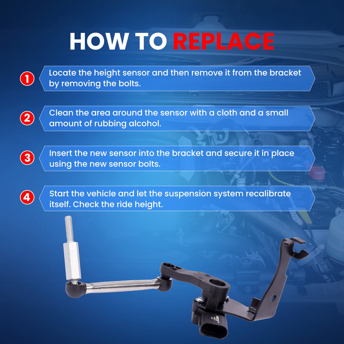 MOCA RH4271 Front Right Ride Leveling Height Sensor Fit for 2018-2024 Audi Q5 2.0L & 2018-2024 Audi SQ5 3.0L & 2019-2024 Audi A6 Quattro 2.0L 3.0L