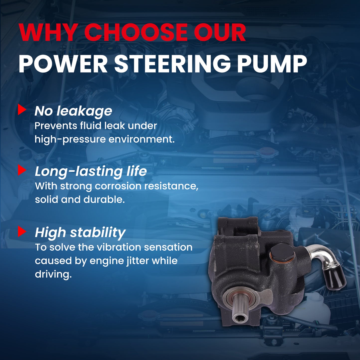 MOCA Power Steering Pump Fit for 2005-2010 Ford Mustang V8 4.6L