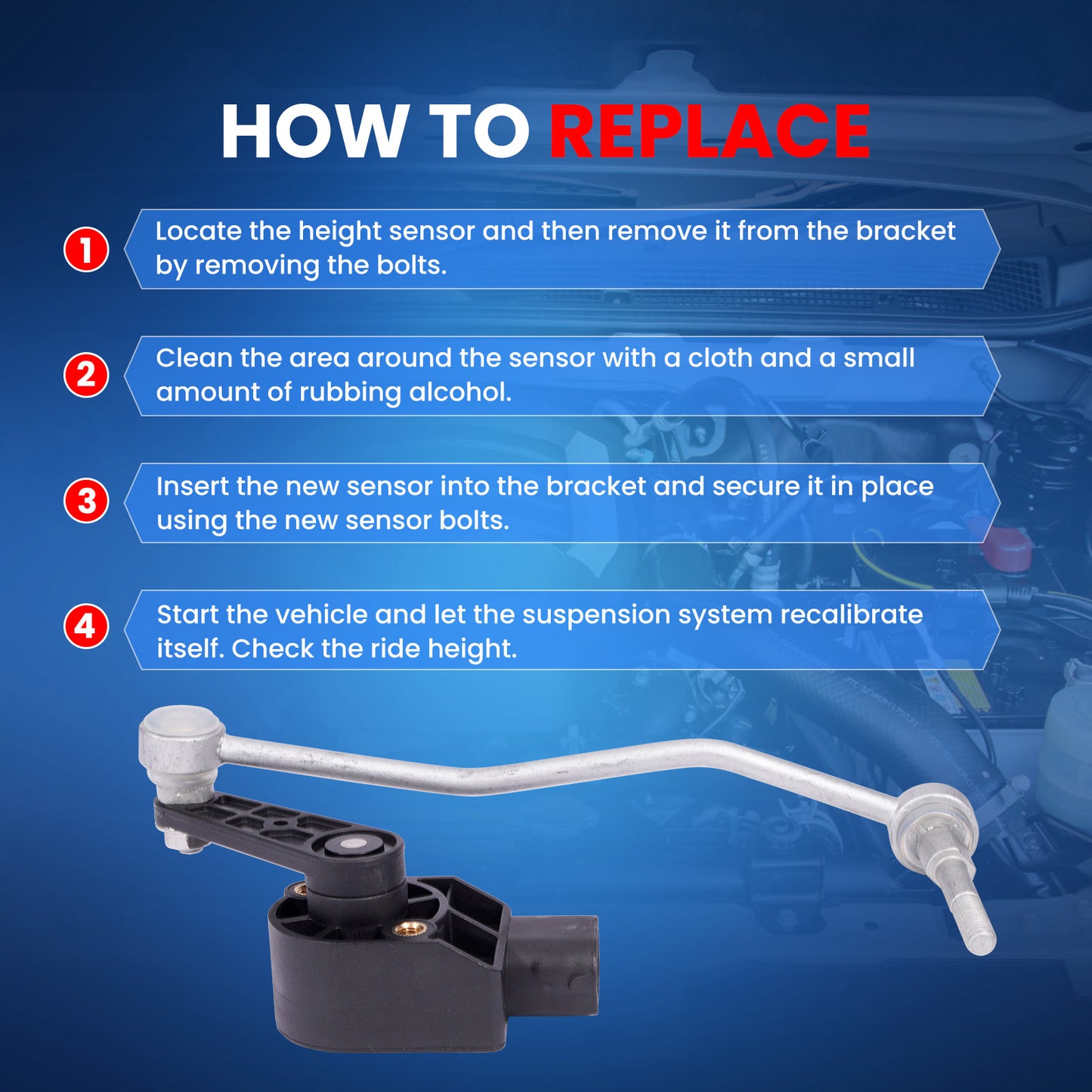 MOCA V10-72-0070 Front Right Ride Leveling Height Sensor Fit for 2006-2013 Bentley Continental & 2004-2010 Audi A8 Quattro & 2007-2010 Audi S8