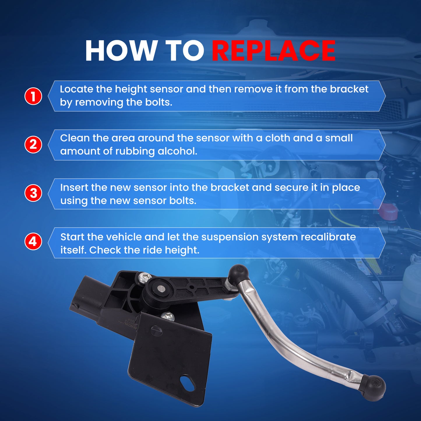 MOCA RH3712 Front Left Ride Height Level Sensor Fit for 2011-2015 Dodge Durango 3.6L 5.7L & 2011-2015 Jeep Grand Cherokee 3.6L 5.7L & 2012-2015 Jeep Grand Cherokee 6.4L