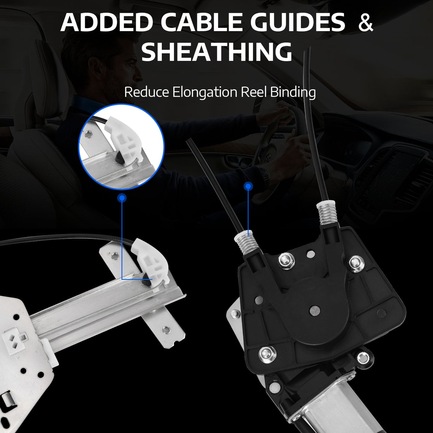 MOCA Front Left Power Window Regulator w/ Motor Fit for 1998-2003 Dodge Durango & 2000-2004 Dodge Dakota
