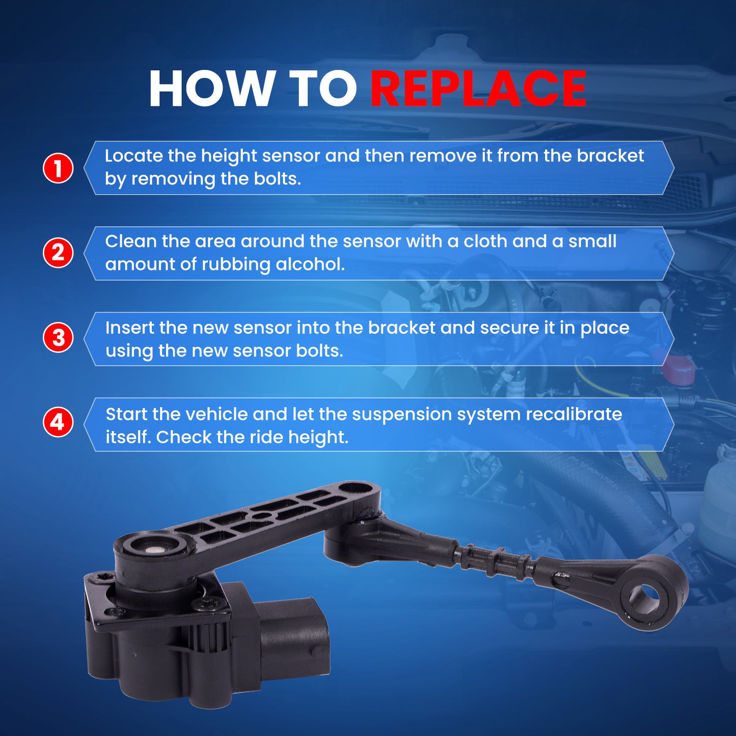 MOCA V48-72-0088 Front Left Ride Leveling Height Sensor Fit for 2005-2009 Land Rover LR3 4.0L 4.4L & 2009 Land Rover LR3 4.4L & 2006 Land Rover LR3 4.0L