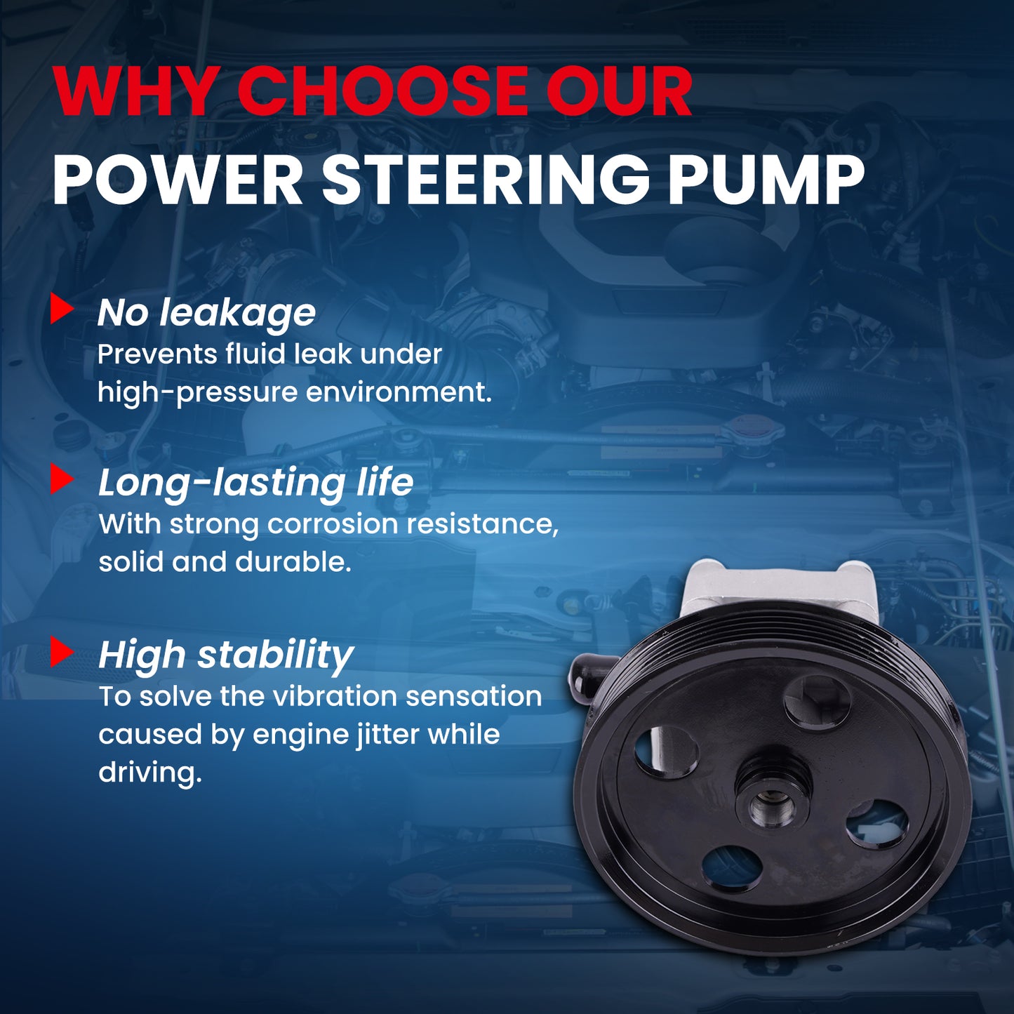 MOCA Power Steering Pump Fit for 1999-2003 Volvo S80 2.9L & 1999-2004 Volvo V70 2.3L & 2004-2005 Volvo S80 2.5L