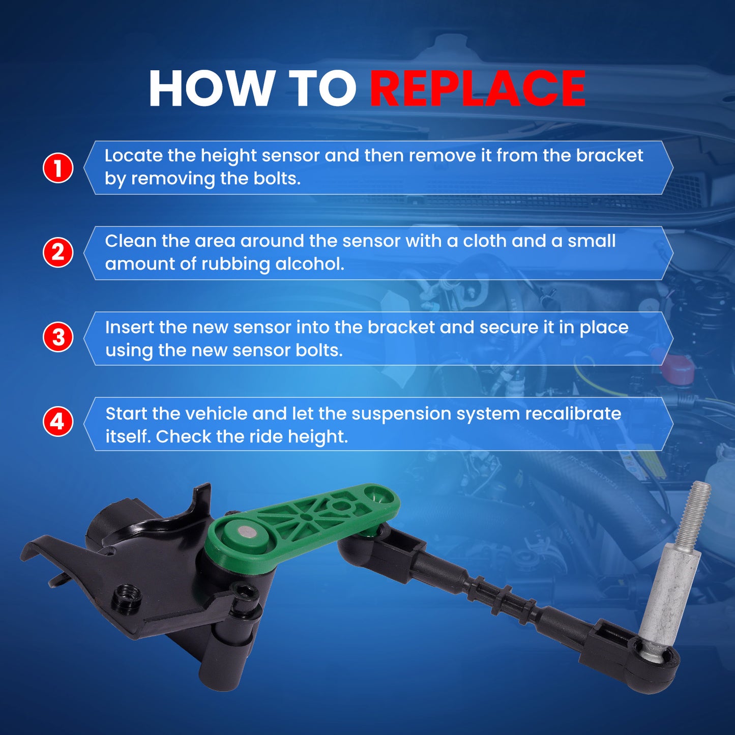 MOCA V10-72-0058 Front Right Ride Leveling Height Sensor Fit for 2011-2018 Audi A8 Quattro & 2012-2018 Audi A7 Quattro & 2012-2018 Audi A6