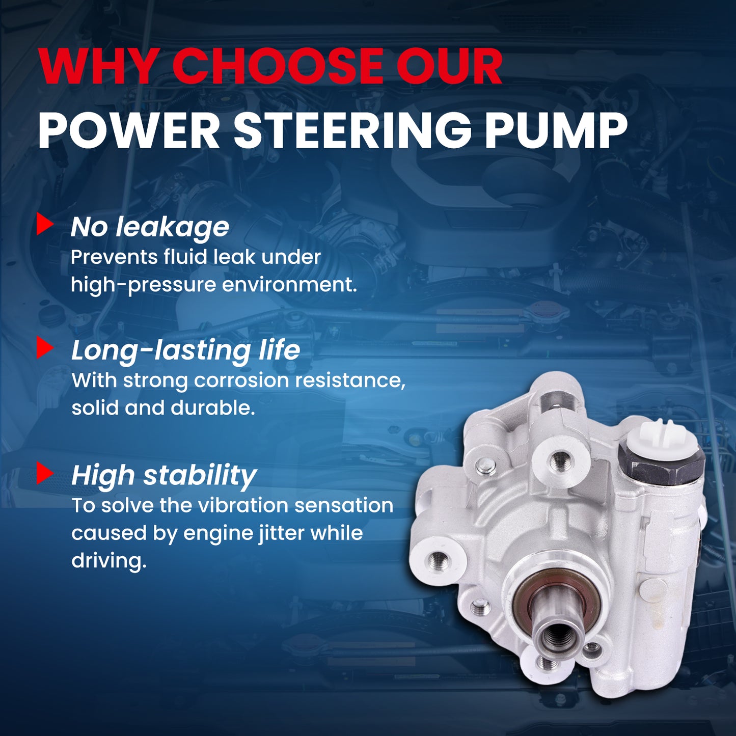MOCA Power Steering Pump Fit for 2007-2010 Chrysler Cirrus Sebring 3.5L & 2008-2010 Dodge Avenger 2.7L & 2009-2010 Volkswagen Routan 3.8L 4.0L