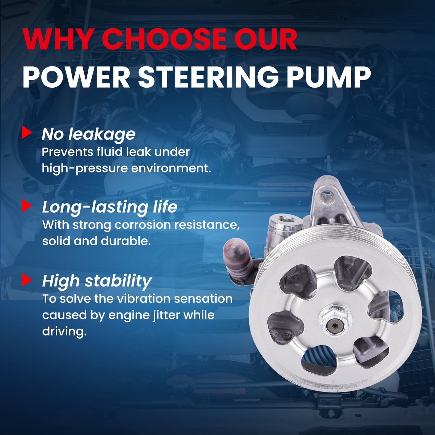 MOCA Power Steering Pump w/ Pulley Fit for 2006-2011 Honda Civic 1.8L