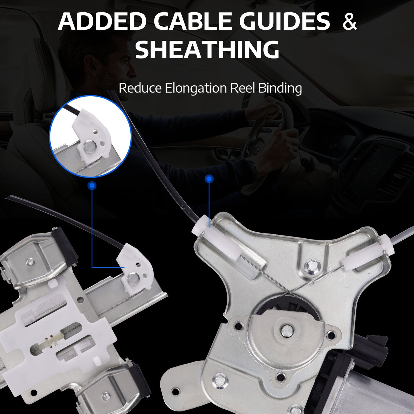 Elevalunas eléctrico trasero derecho MOCA con motor compatible con Cadillac Escalade 2007-2014, Chevrolet Tahoe 2007-2014 y GMC Yukon 2007-2014