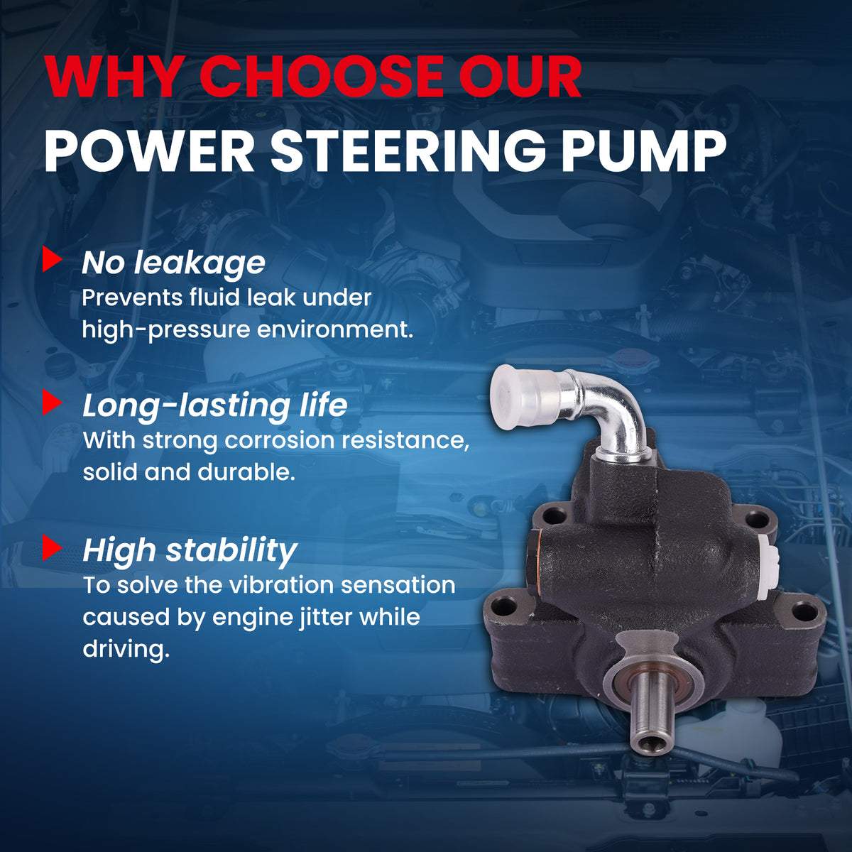 MOCA Power Steering Pump Fit for 2007-2009 Ford E-150 4.6L & 2007-2010 Ford E-350 Super Duty 6.8L