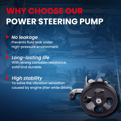 MOCA 96-05449 Power Steering Pump Fit for 2005-2009 Hyundai Tucson 2.7L & 2005-2010 Kia Sportage 2.7L