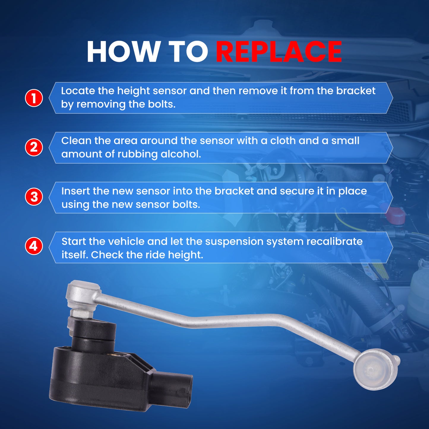 MOCA V10-72-0070 Front Left Ride Leveling Height Sensor Fit for 2006-2013 Bentley Continental & 2004-2010 Audi A8 Quattro & 2007-2010 Audi S8