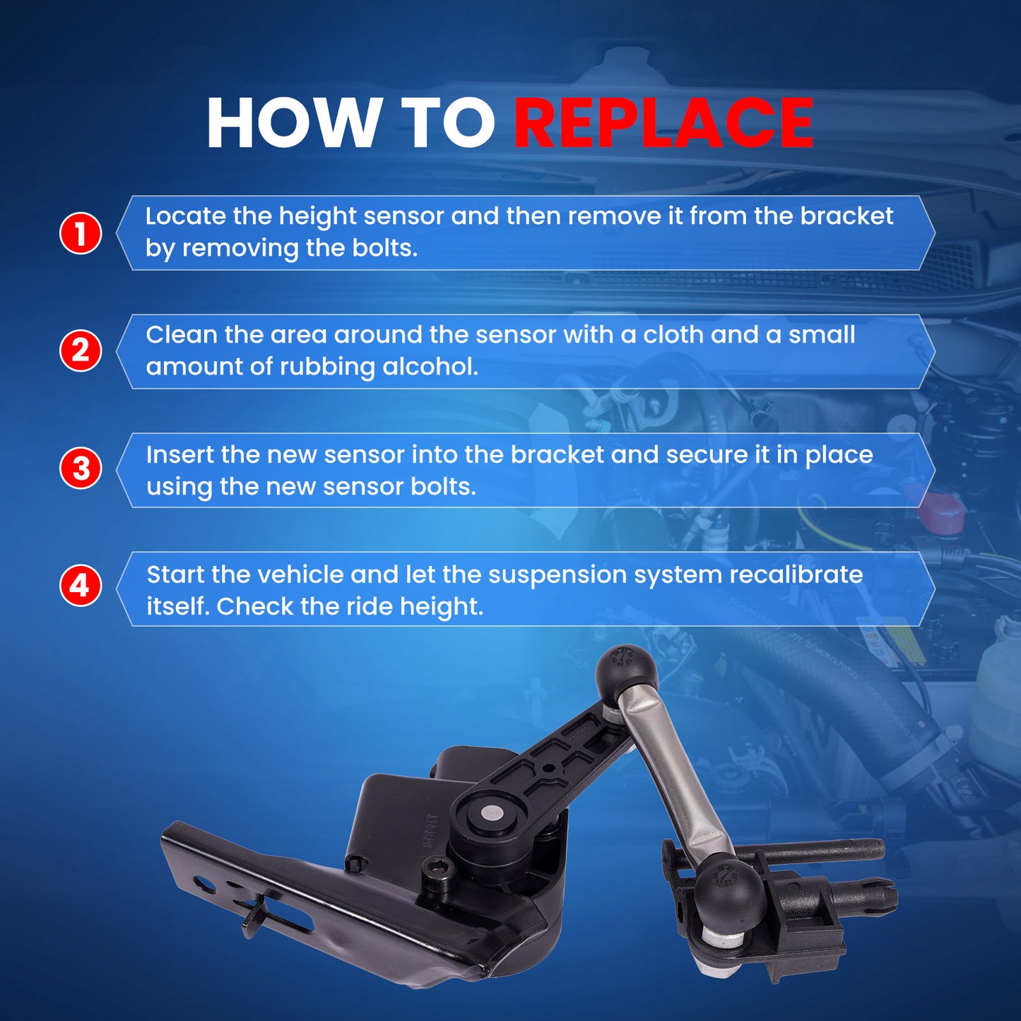 MOCA 97034302203 Front Right Ride Leveling Height Sensor Fit for 2010-2016 Porsche Panamera