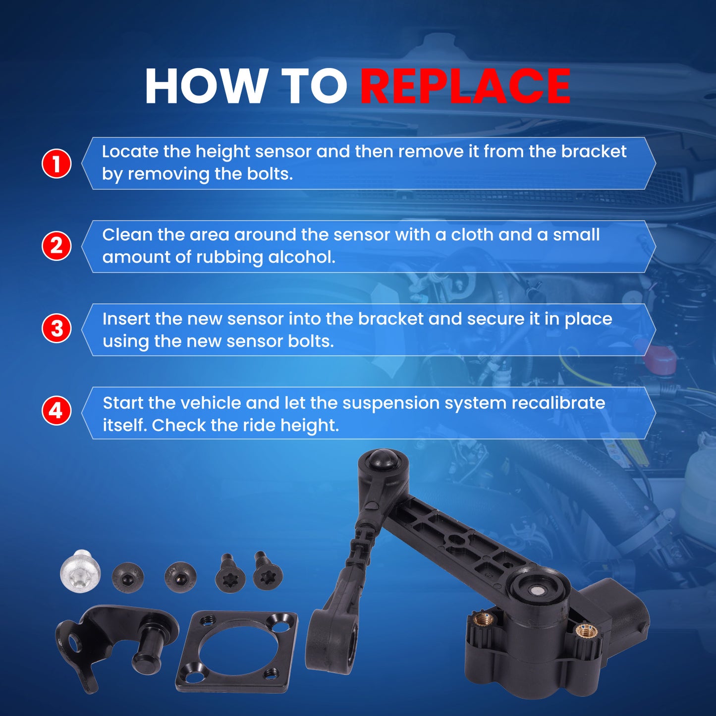 MOCA RH5059 Front Right Ride Height Level Sensor Fit for 2006-2009 Land Rover Range Rover Sport 4.2L 4.4L