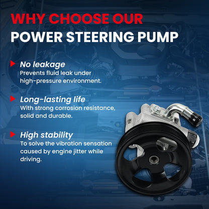 MOCA Power Steering Pump w/Pulley Fit for 2002-2009 Toyota Camry 2.4L & 2004-2008 Toyota Solara 2.4L & 2007-2008 Toyota Camry 2.4L