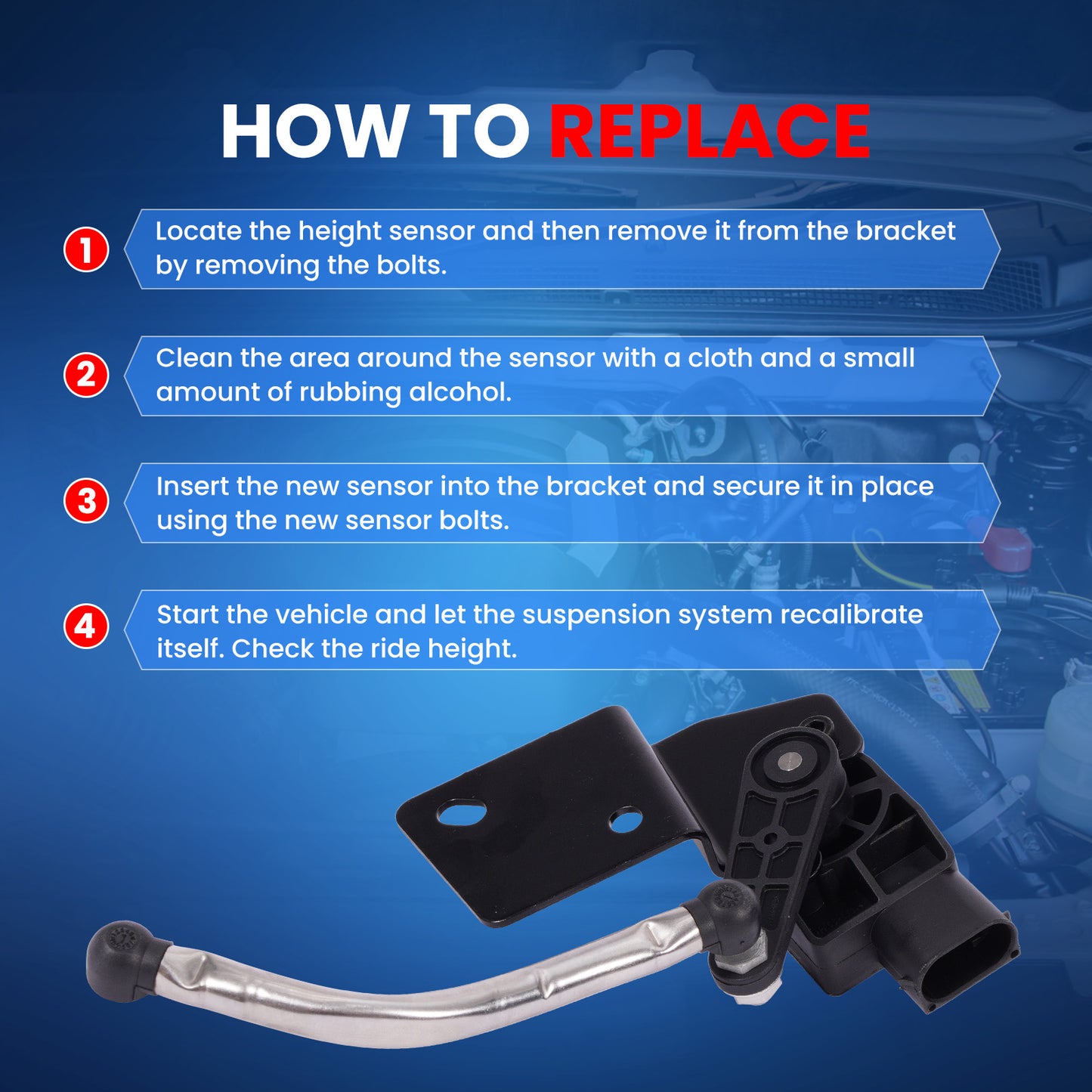 MOCA RH3711 Front Right Height Level Sensor Fit for 2011-2015 Dodge Durango 3.6L 5.7L & 2011-2015 Jeep Grand Cherokee 3.6L 5.7L