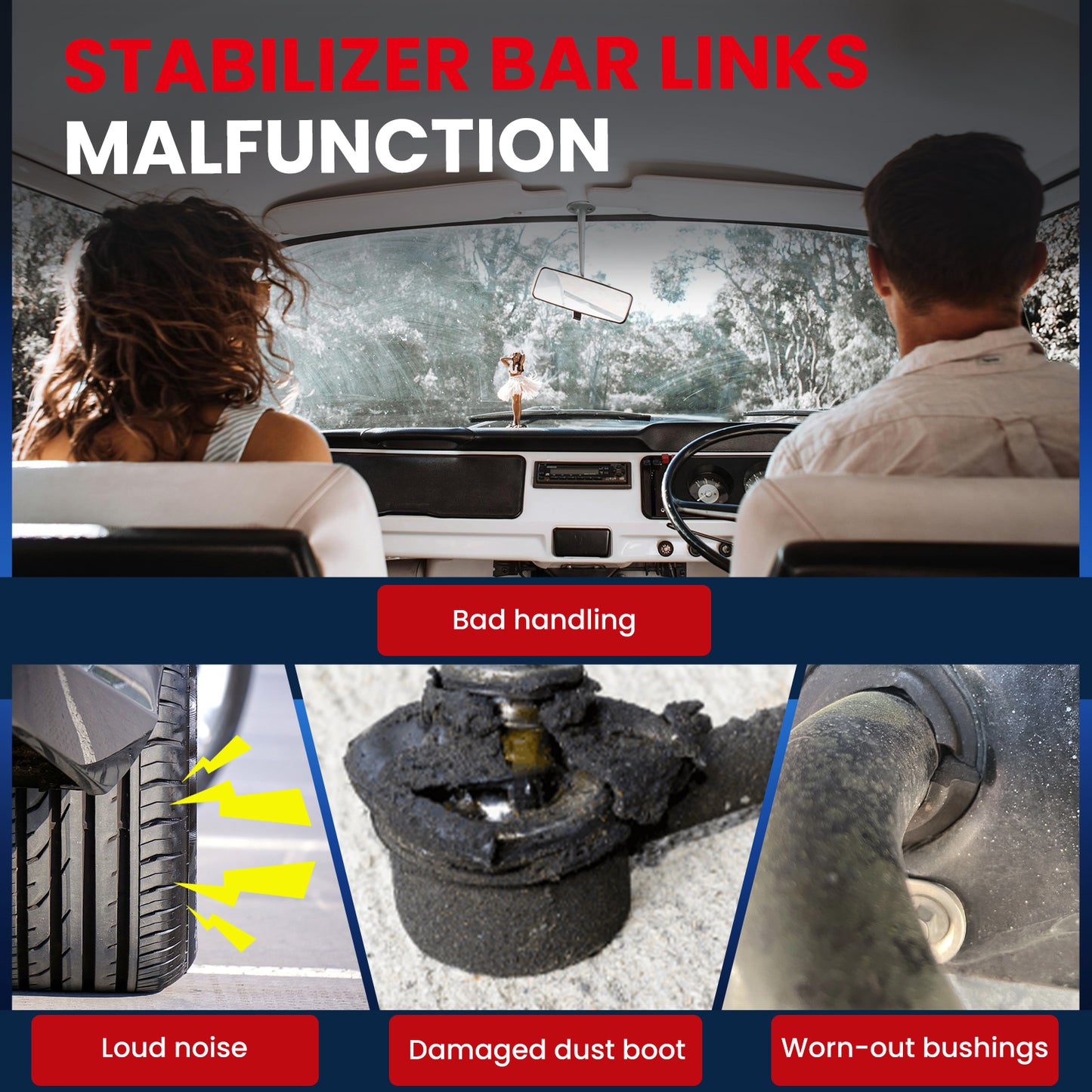 Kit de 2 barras estabilizadoras delanteras MOCA para Ford Escape L4 2.3L (2005-2008) y Mazda 6 L4 2.5L (2014-2019) y Mercury Mariner L4 3.0L (2005-2011)